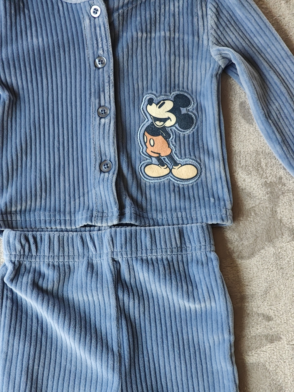 Disney Light Blue Ribbed Mickey Mouse Pajama Set - Picture 2 of 4